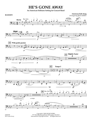 He's Gone Away (An American Folktune Setting for Concert Band) - Bassoon