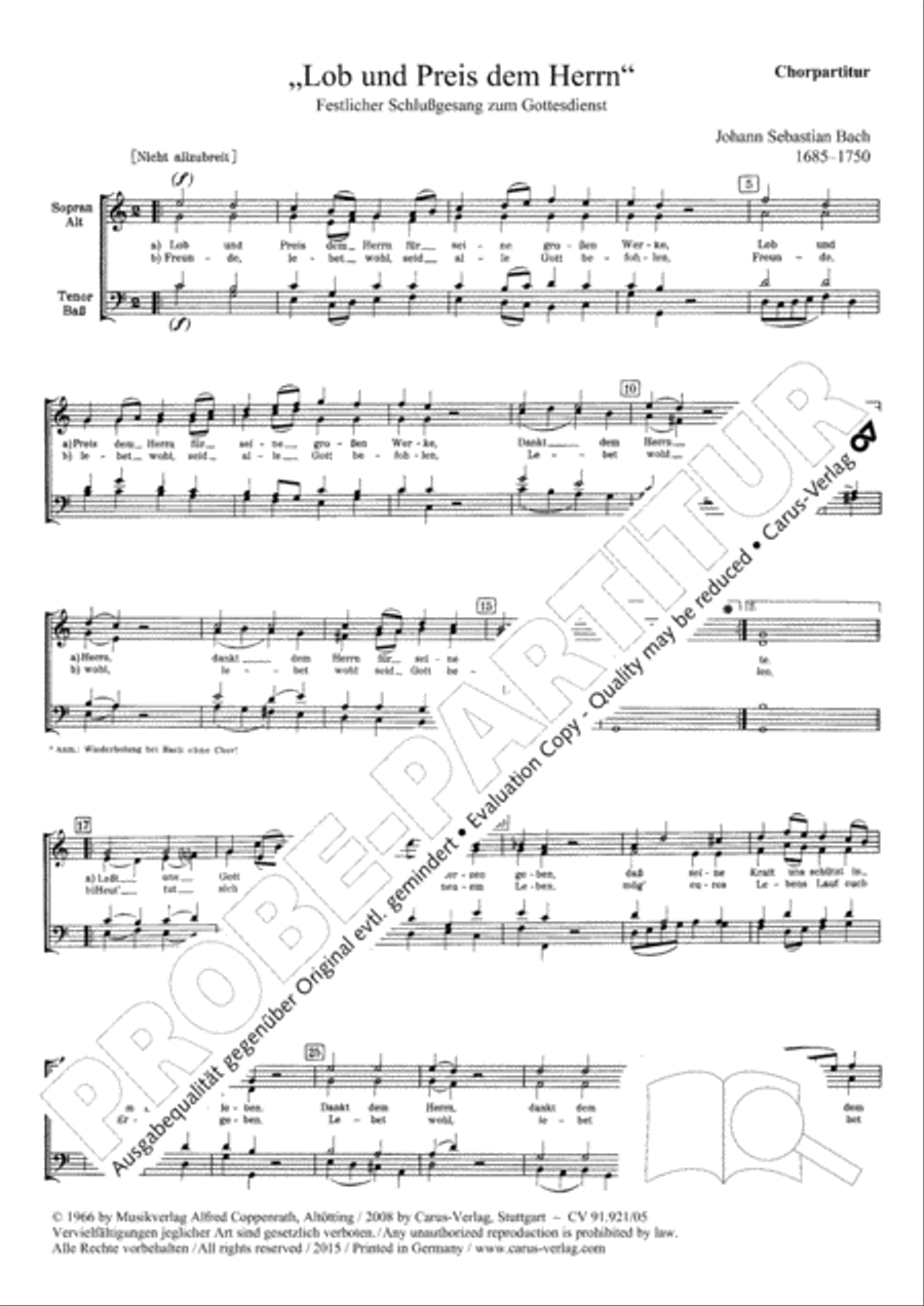 Lob und Preis dem Herrn Lob und Preis dem Herrn 4-Part scores gallery preview page 3