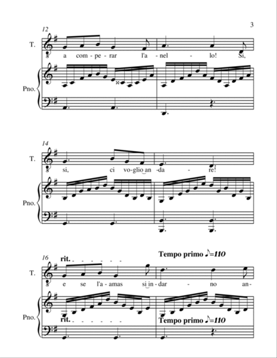 O Mio Babbino Caro - G.Puccini - Tenor voice and Piano Tenor Voice scores gallery preview page 6