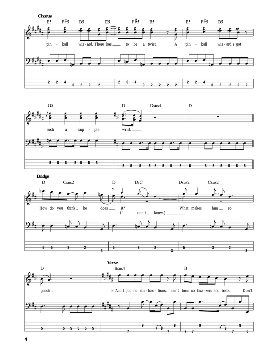 Pinball Wizard Bass Guitar Tablature scores gallery preview page 4
