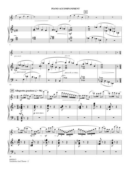 Variations And Theme (for Flute Solo And Band) - Piano Accompaniment