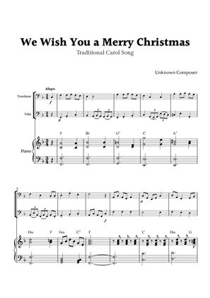 We Wish you a Merry Christmas for Trombone and Tuba Duet with Piano