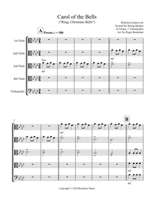 Carol of the Bells (F min) (String Quintet - 4 Viola, 1 Cello)