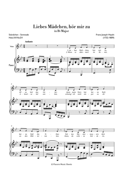 Haydn - Liebes Mädchen, hör mir zu in B flat Major - Intermediate image number null
