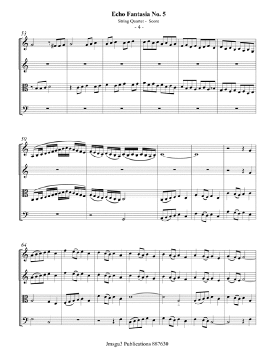 Sweelinck: Echo Fantasia No. 5 for String Quartet String Quartet scores gallery preview page 4