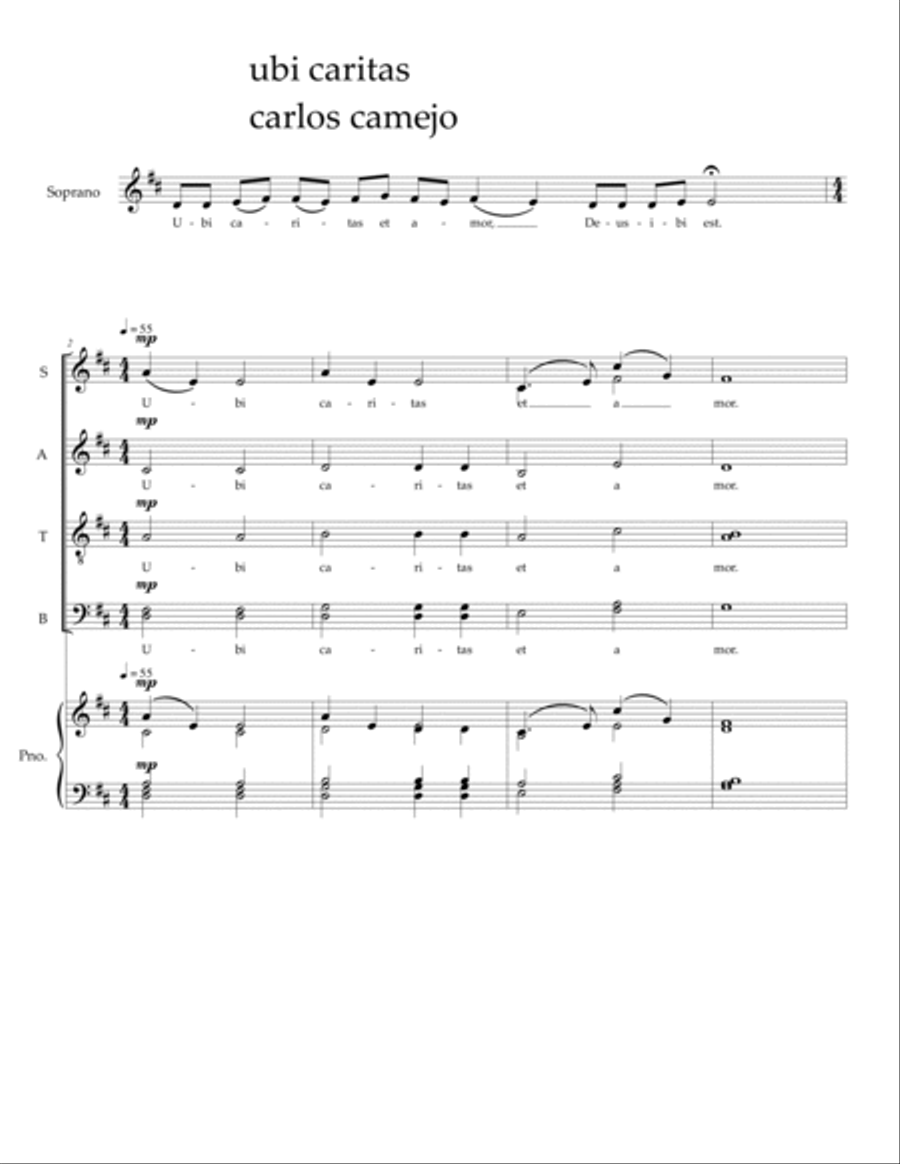 Ubi Caritas (where there is charity and love) 4-Part scores gallery preview page 3