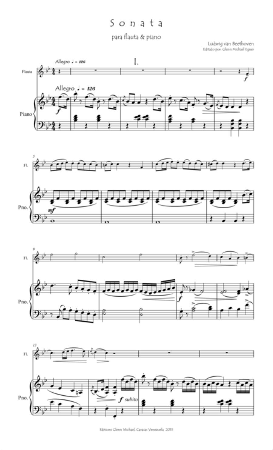 Beethoven Sonata for flute & piano Beethoven Sonata for flute & piano Flute Solo scores gallery preview page 2