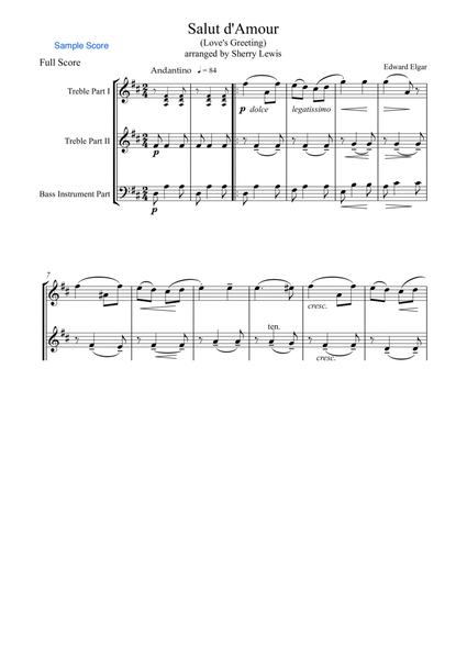 SALUT d'AMOUR for Trio for String Trio, Woodwind Trio, any combination of two treble clef instrumen image number null
