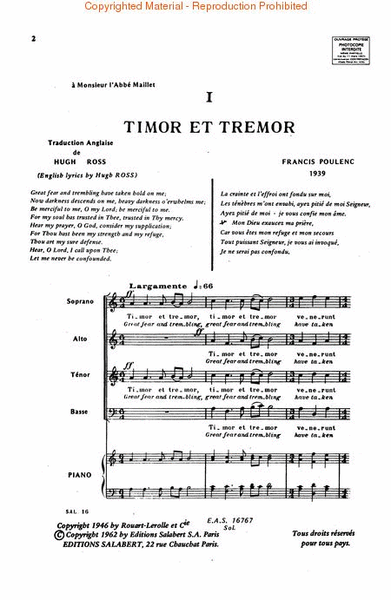 Four Motets for Lent by Francis Poulenc 4-Part - Sheet Music