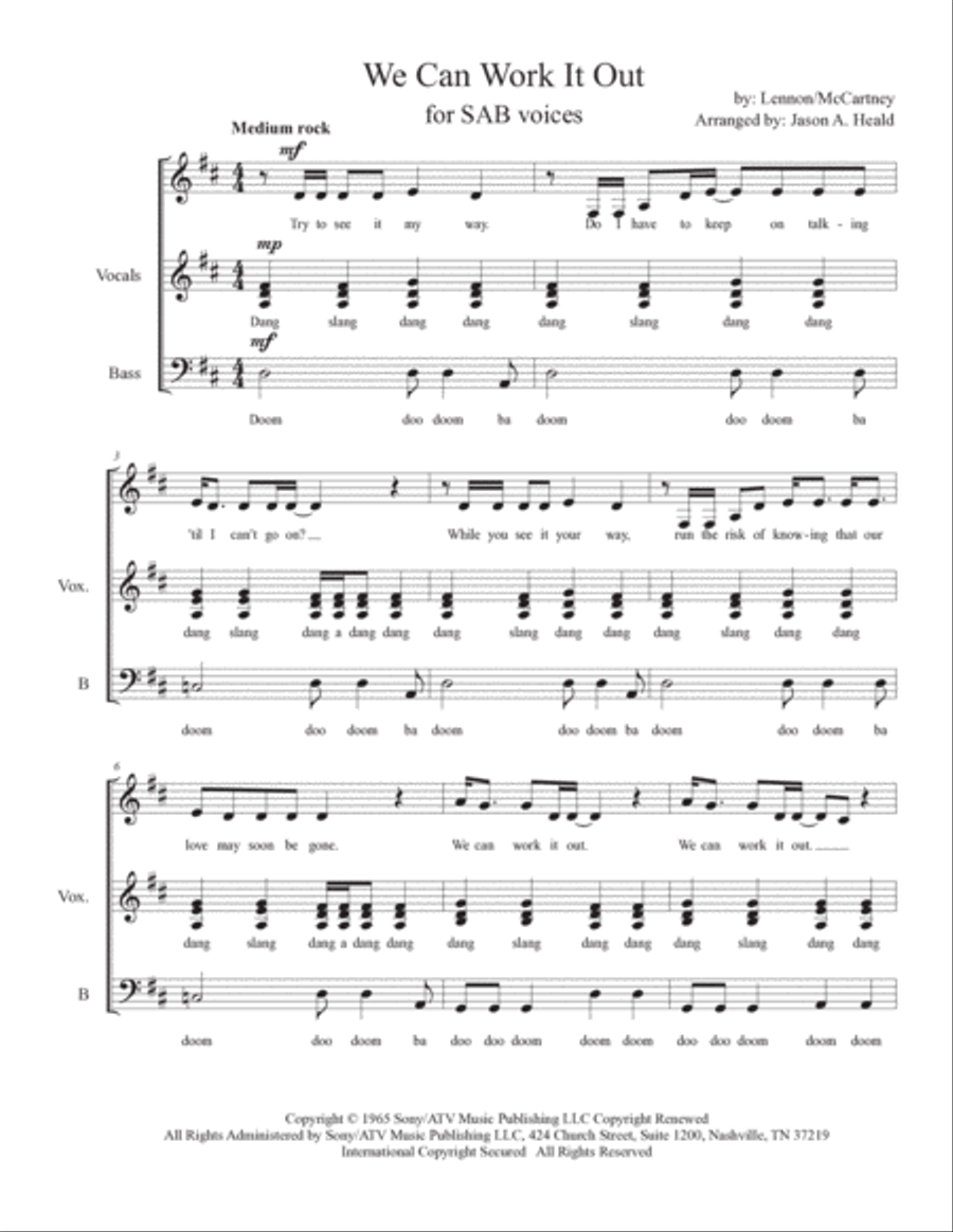 We Can Work It Out 4-Part scores gallery preview page 3
