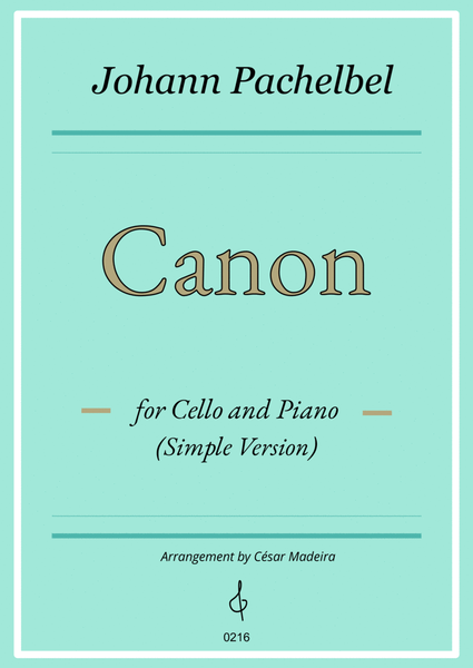 Pachelbel's Canon for Cello and Piano - Simple Version (Full Score and Parts) image number null