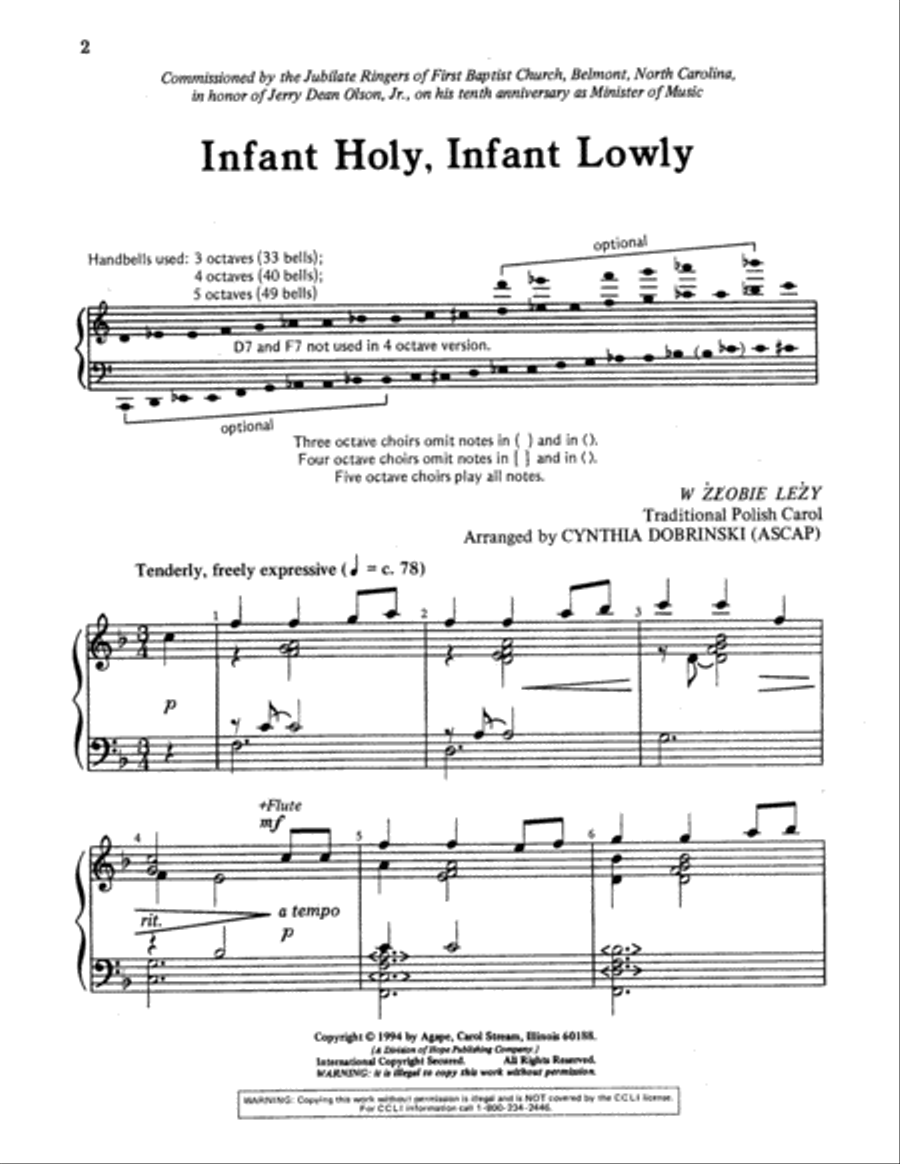Infant Holy, Infant Lowly Handbell Choir scores gallery preview page 2