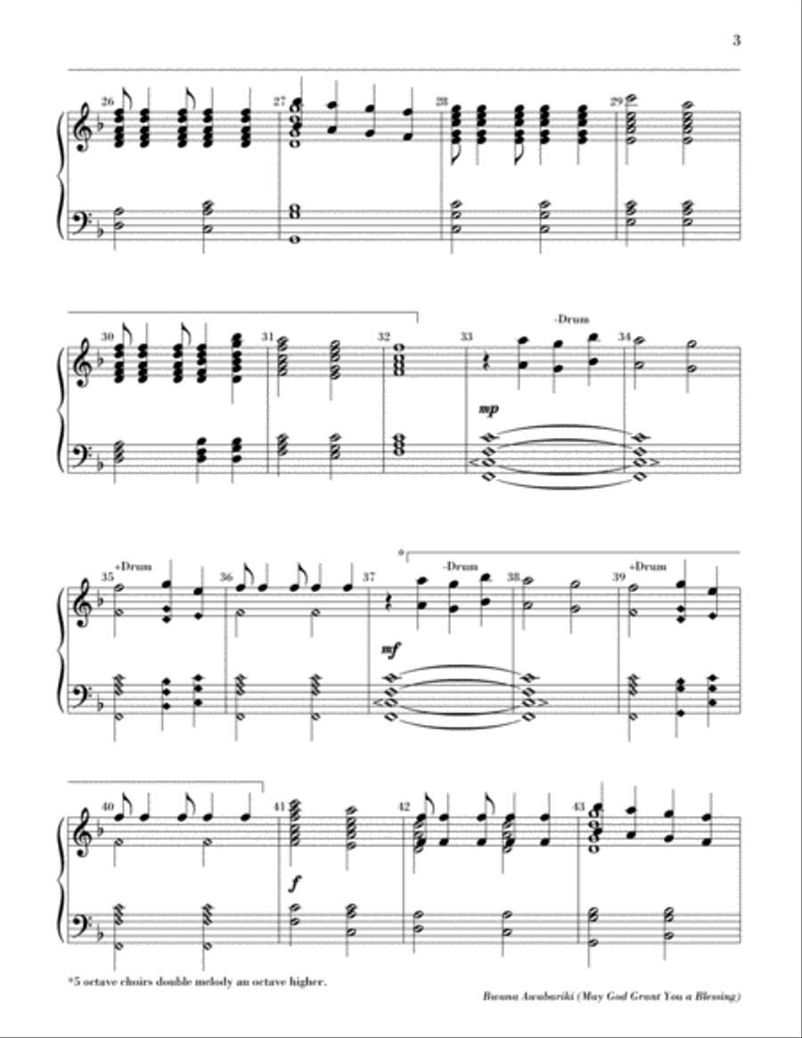 Bwana Awabariki (May God Grant You a Blessing) 5-Octaves scores gallery preview page 3