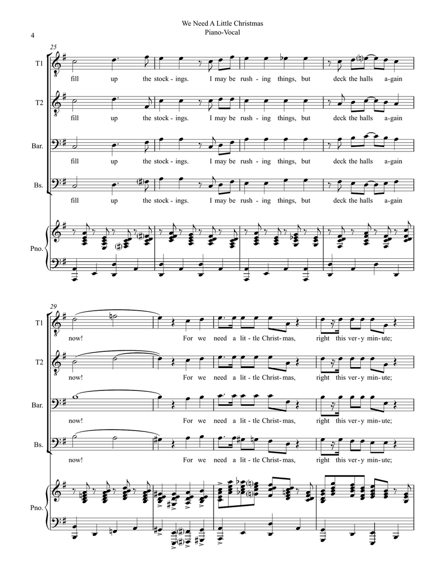 We Need A Little Christmas TTBB scores gallery preview page 4