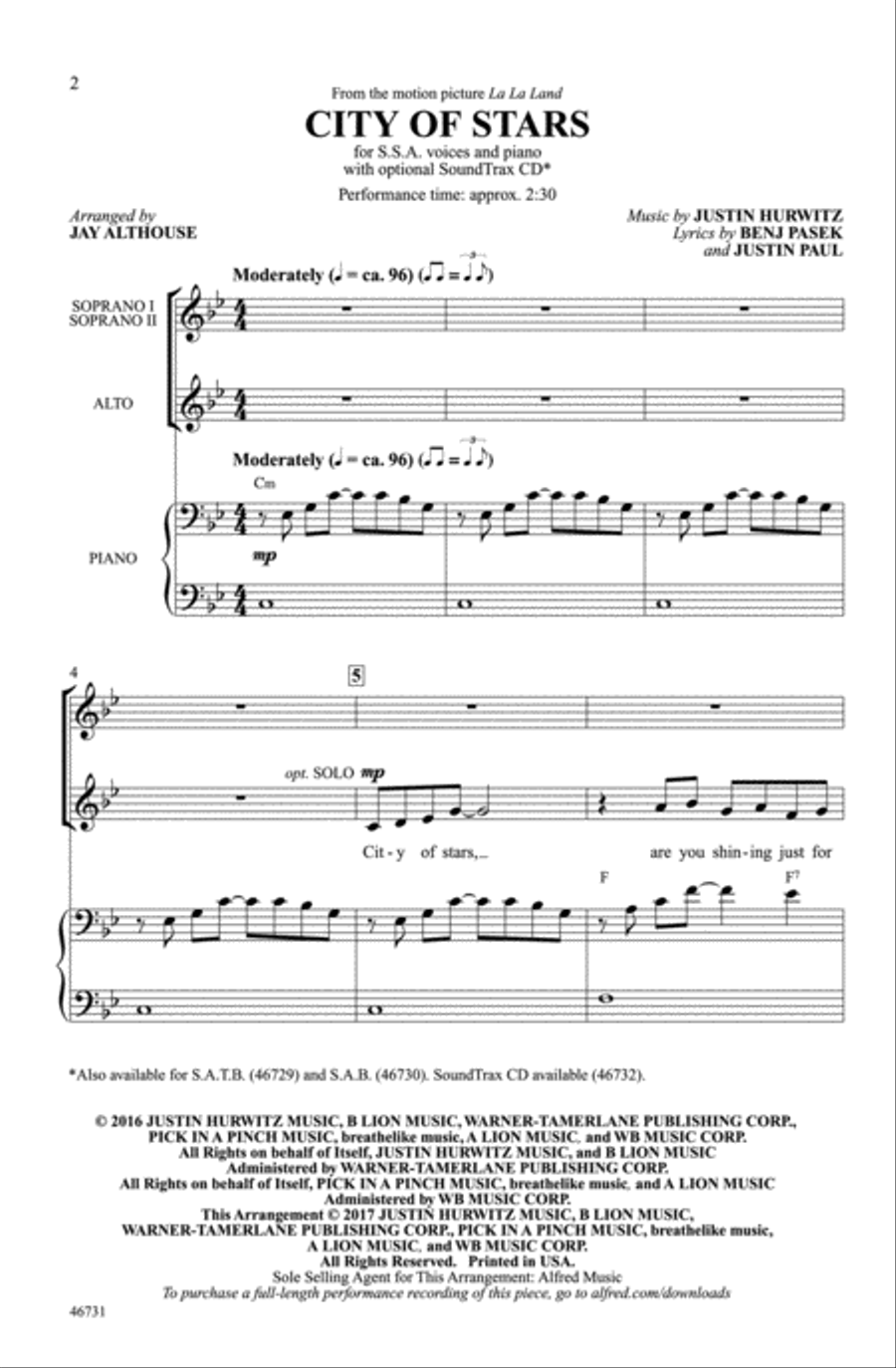 City of Stars Choir scores gallery preview page 1