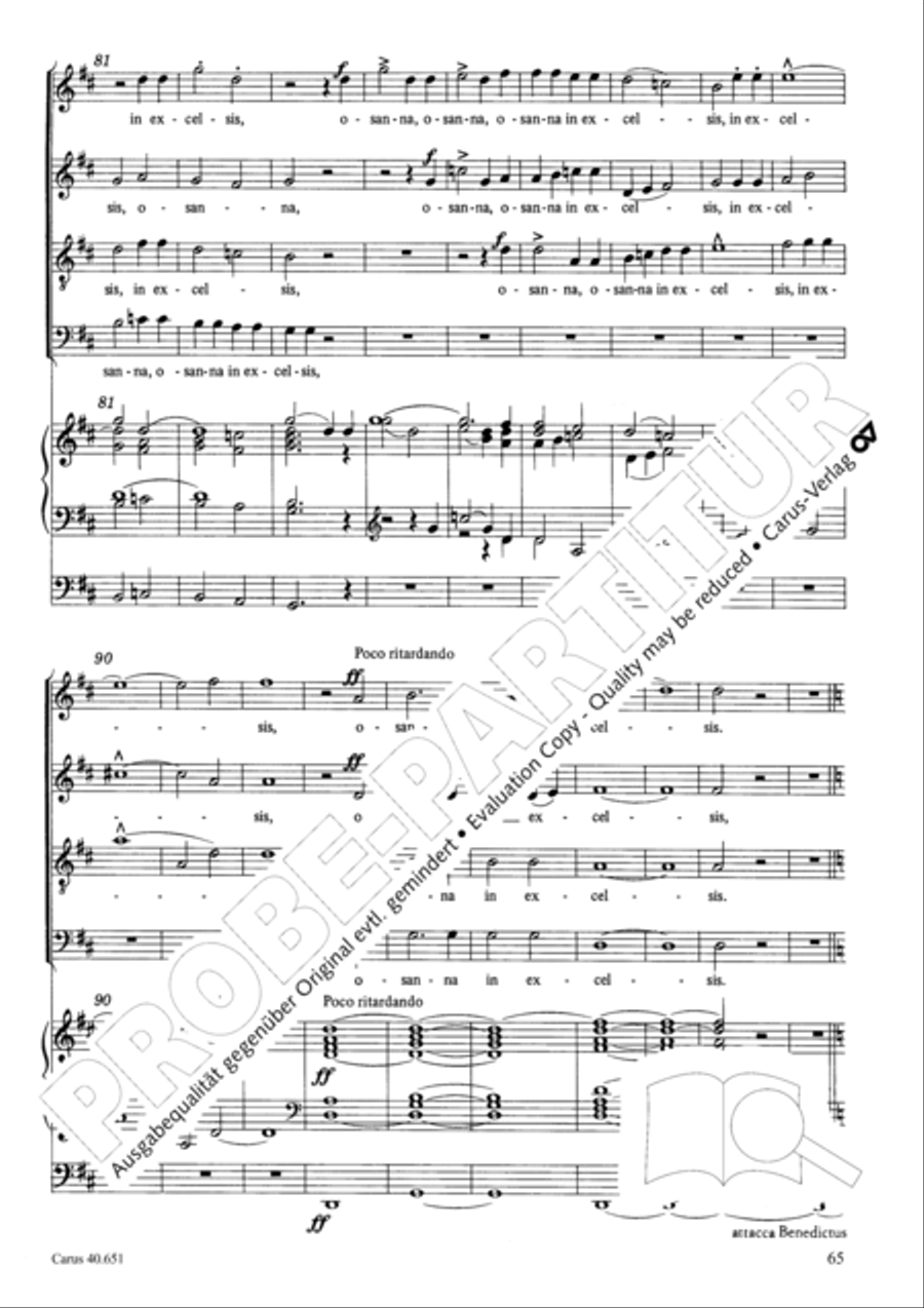 Mass in D Major (Missa in D) 4-Part scores gallery preview page 74