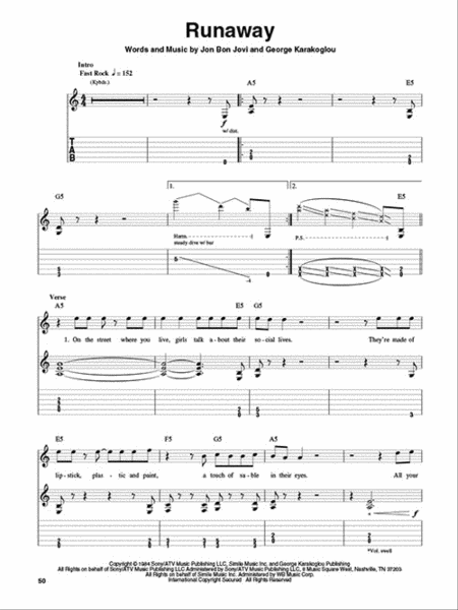 Bon Jovi Electric Guitar scores gallery preview page 4