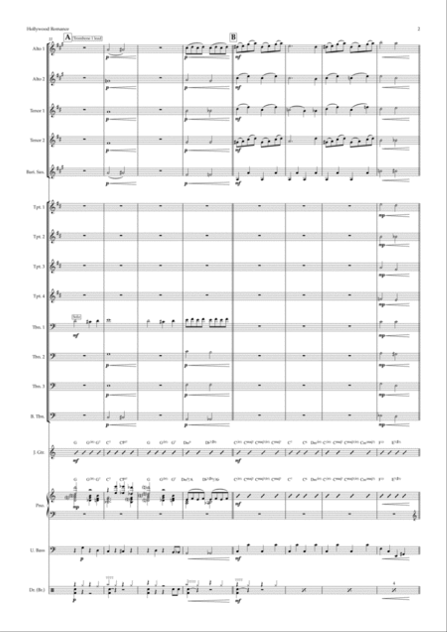 Hollywood Romance (big band) Jazz Ensemble scores gallery preview page 2