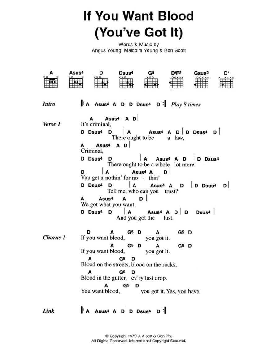 If You Want Blood (You've Got It) Electric Guitar scores gallery preview page 1