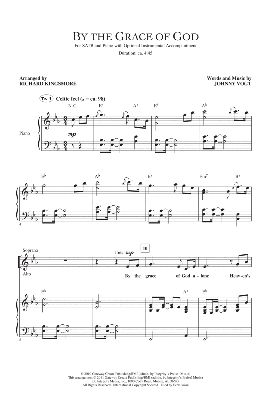 By The Grace Of God 4-Part scores gallery preview page 1