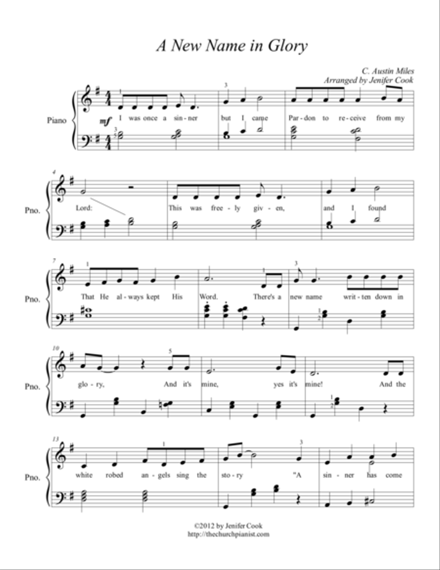 A New Name in Glory A New Name in Glory Easy Piano scores gallery preview page 1