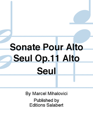 Sonate Pour Alto Seul Op.11 Alto Seul