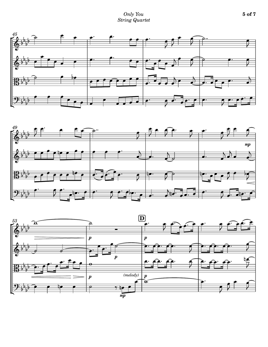 Only You (and You Alone) String Quartet scores gallery preview page 5