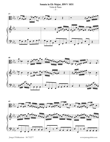 BACH: Sonata in Eb BWV 1031 for Viola & Piano image number null