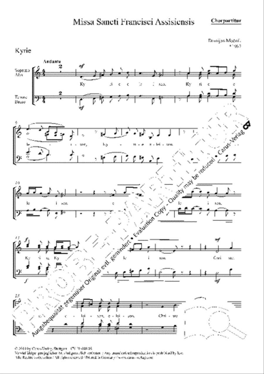 Missa Sancti Francisci Assisiensis. 4-Part scores gallery preview page 2
