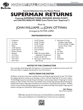 Book cover for Superman Returns, Concert Selections from: Score