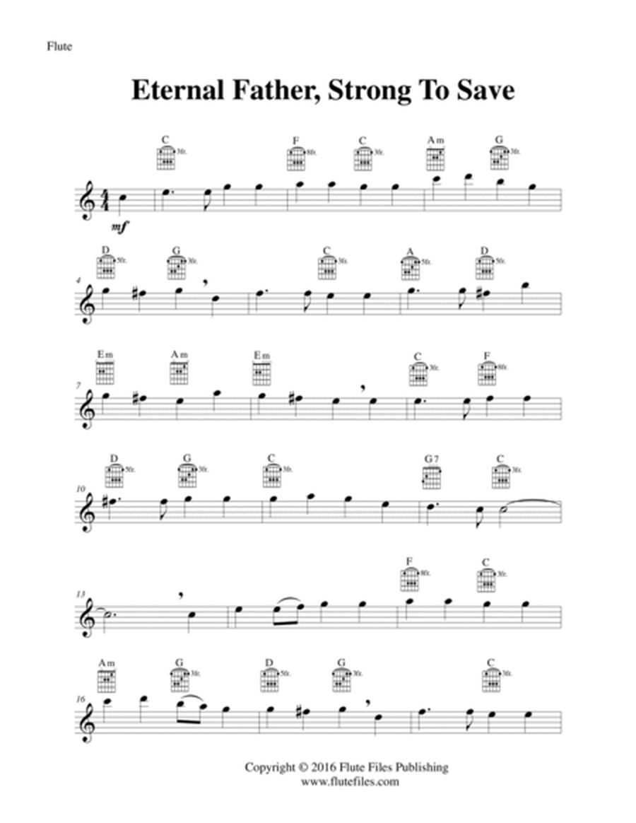 Eternal Father, Strong To Save - Flute Solo with Guitar Chords image number null