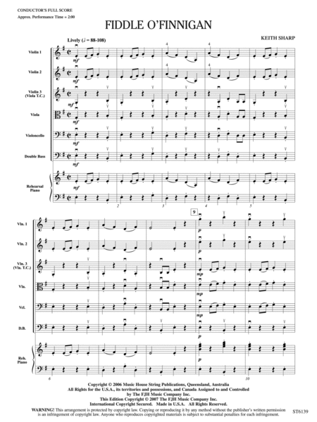 Fiddle O'Finnigan: Score