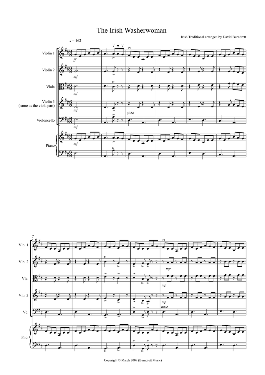 The Irish Washerwoman for String Quartet String Quartet scores gallery preview page 1