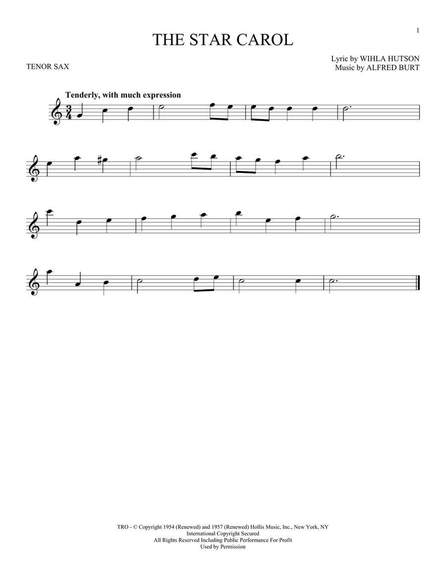 The Star Carol The Star Carol Tenor Saxophone scores gallery preview page 1