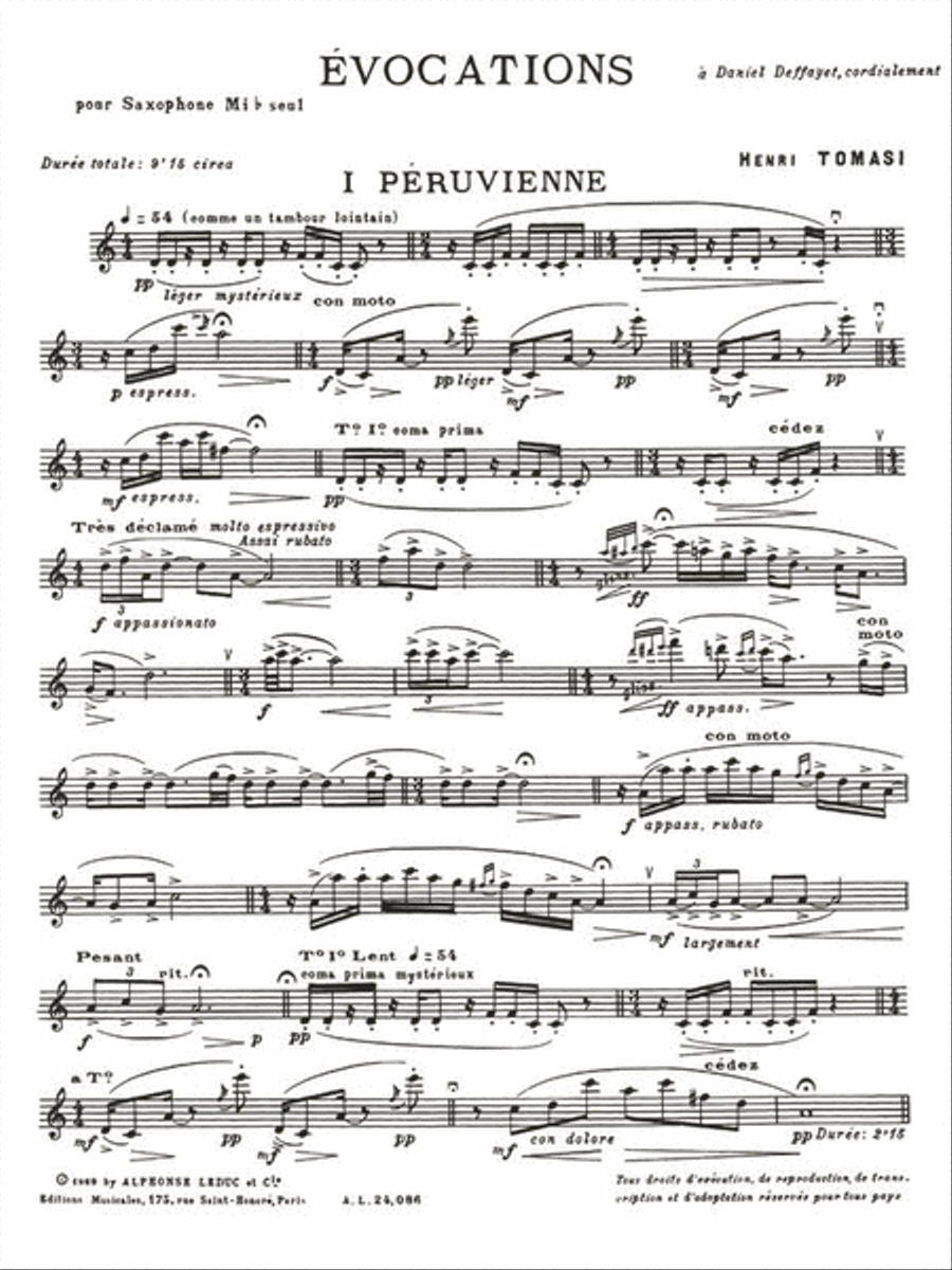 Evocations, For Solo Saxophone Saxophone Solo scores gallery preview page 2