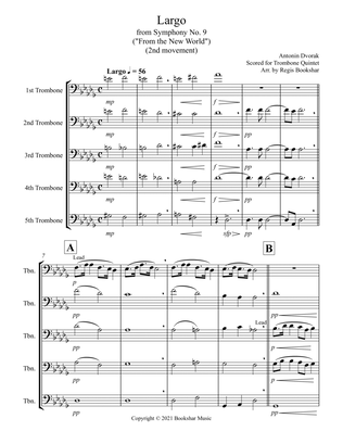Book cover for Largo (from "Symphony No. 9") ("From the New World") (Db) (Trombone Quintet)