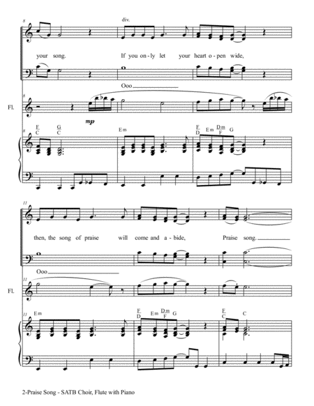PRAISE SONG (SATB Choir, Flute with Piano) image number null