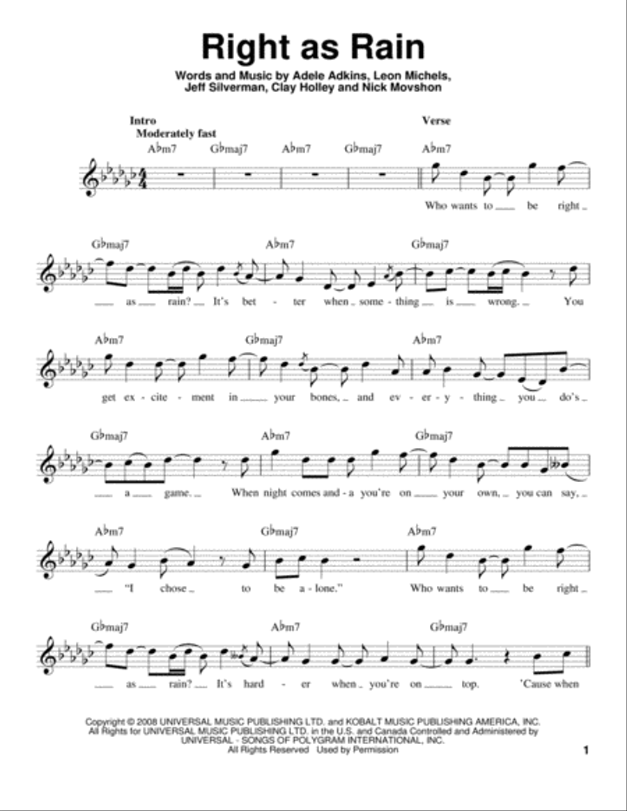 Right As Rain Voice scores gallery preview page 1