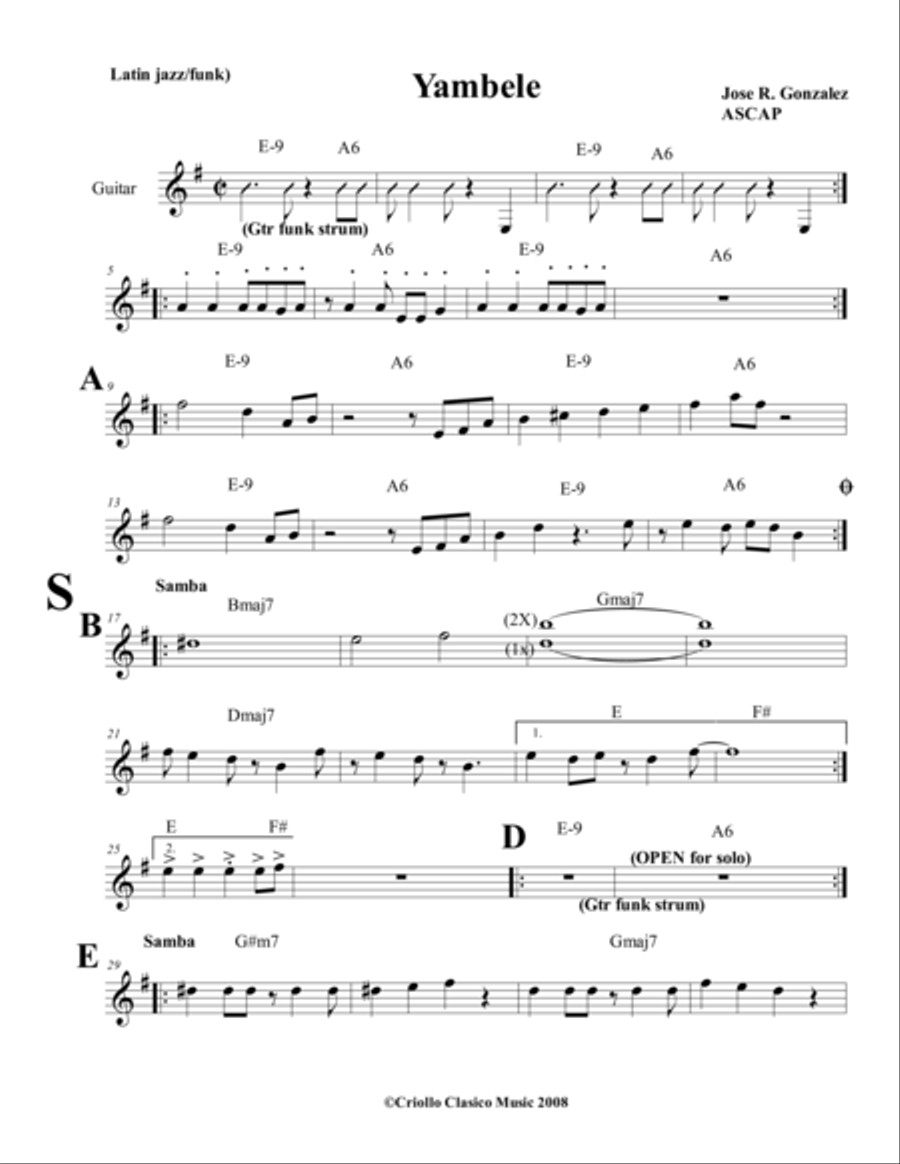 Yambele Jazz Ensemble scores gallery preview page 1