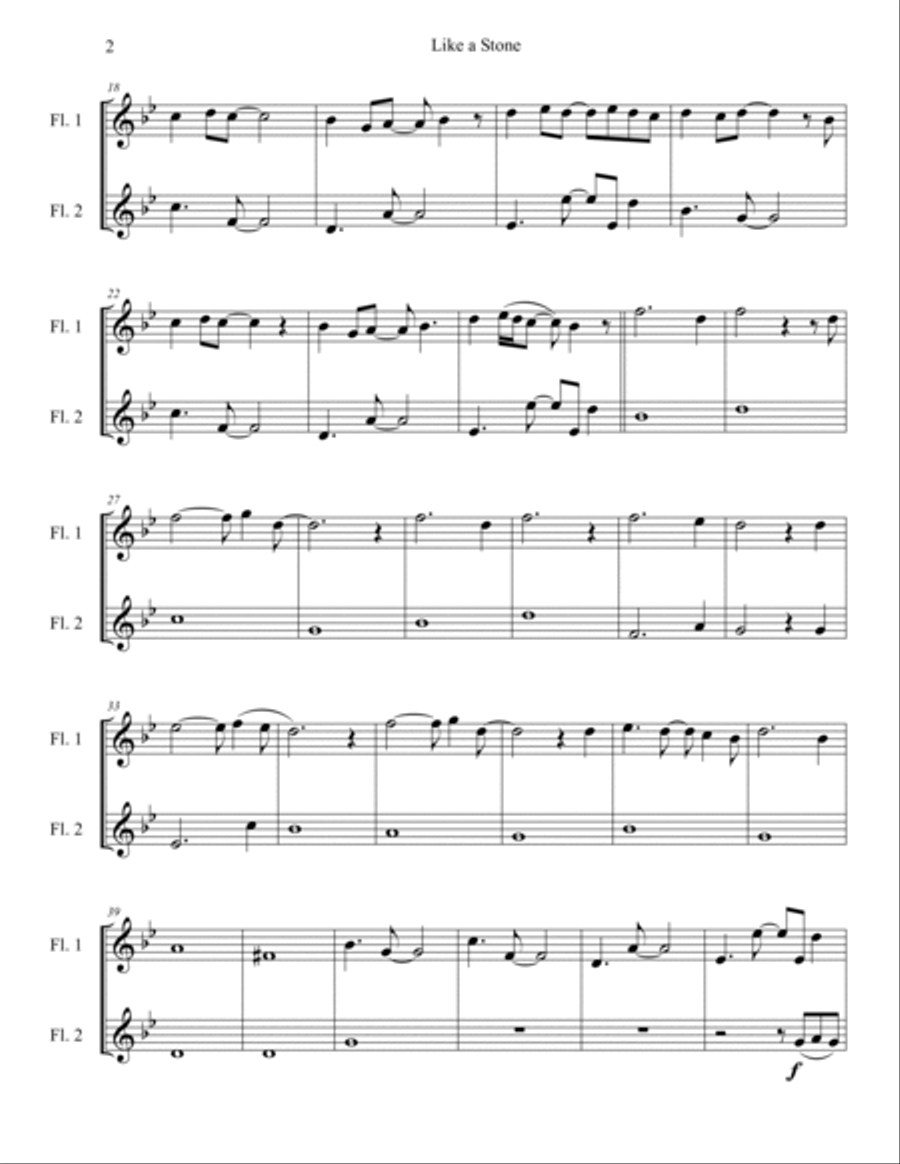 Like A Stone Flute Duet scores gallery preview page 2
