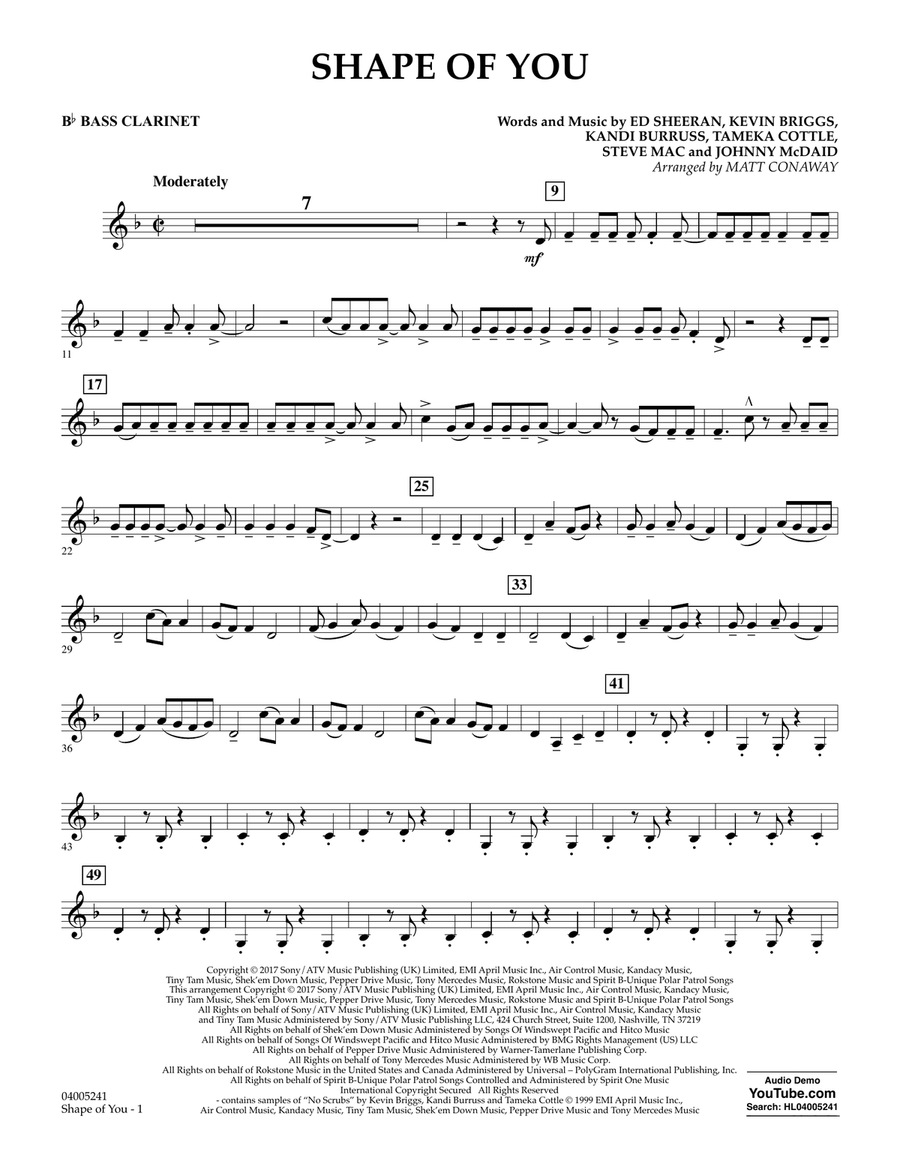 Shape of You - Bb Bass Clarinet Bass Clarinet scores gallery preview page 1