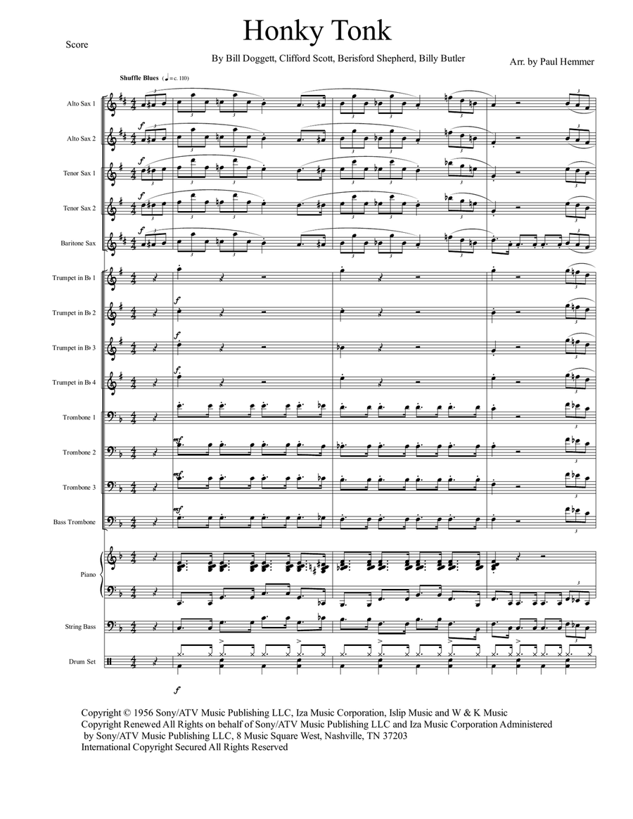 Honky Tonk (parts 1 & 2) Honky Tonk (parts 1 & 2) Jazz Ensemble scores gallery preview page 1
