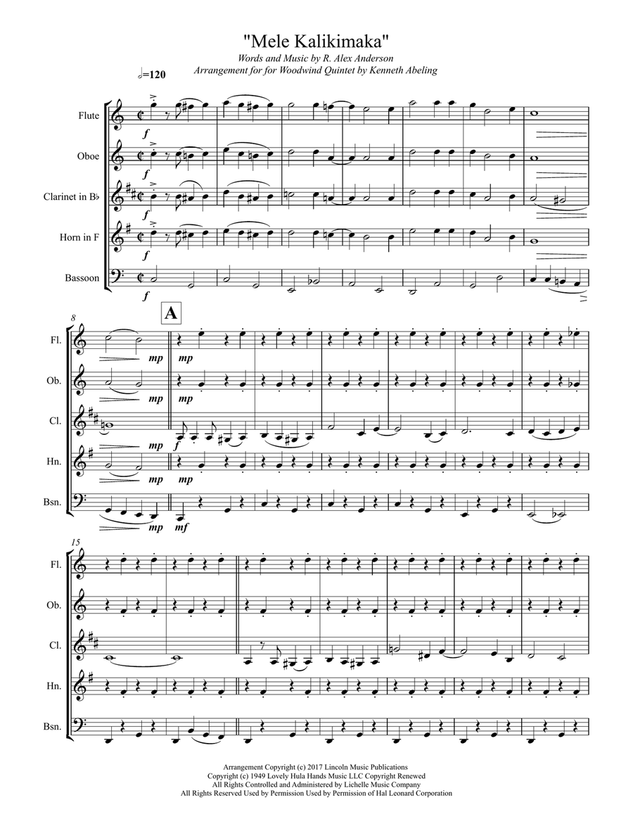 Mele Kalikimaka Woodwind Quintet scores gallery preview page 2