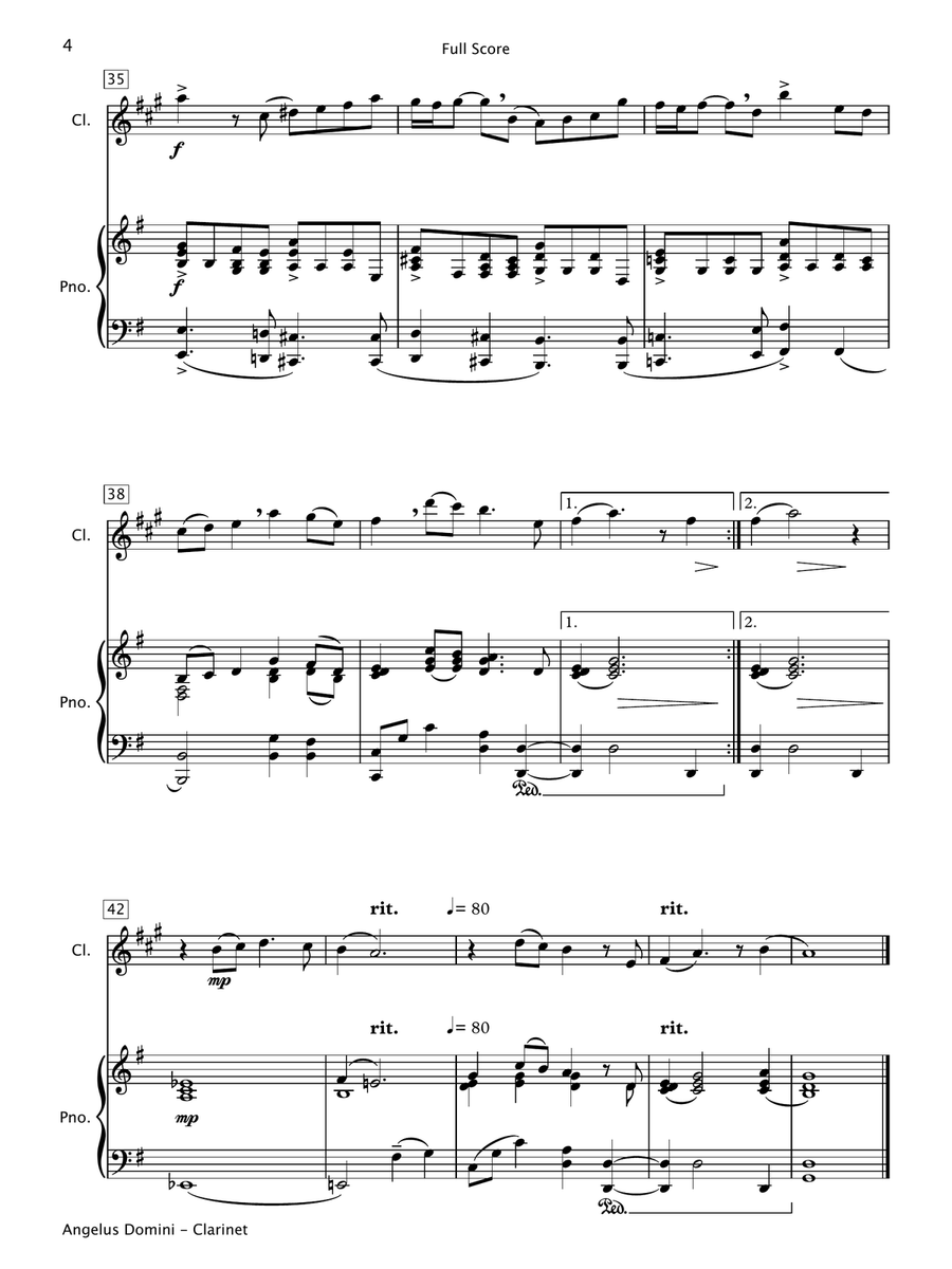 Angelus Domini (Clarinet & Piano) Chamber Music scores gallery preview page 5