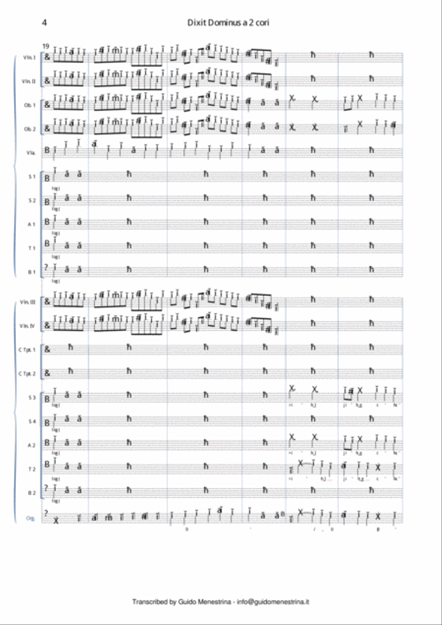 Leonardo Leo - Dixit Dominus a 2 cori, 1741, Secondo movimento 4-Part scores gallery preview page 5