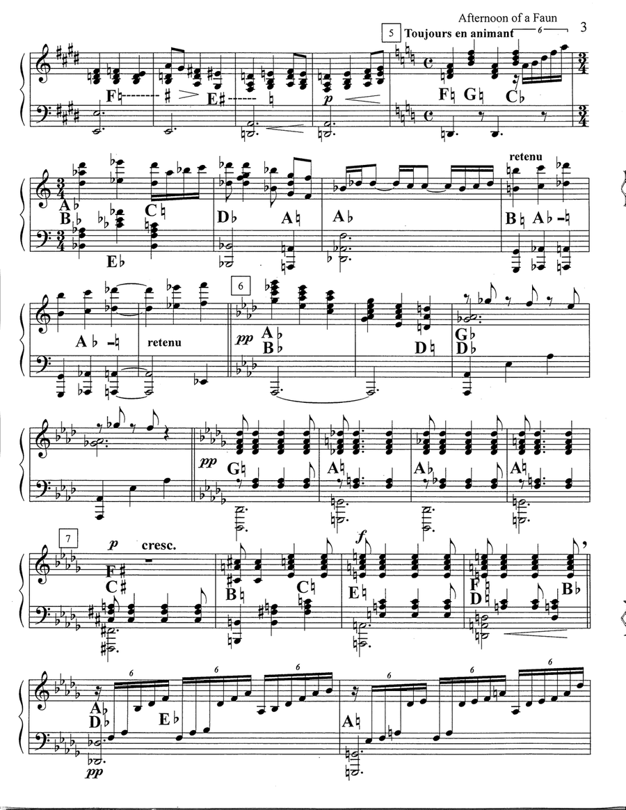 Prelude to the Afternoon of a Faun for flute, harp and cello trio. concert repertoire; relaxation mu Small Ensemble scores gallery preview page 5