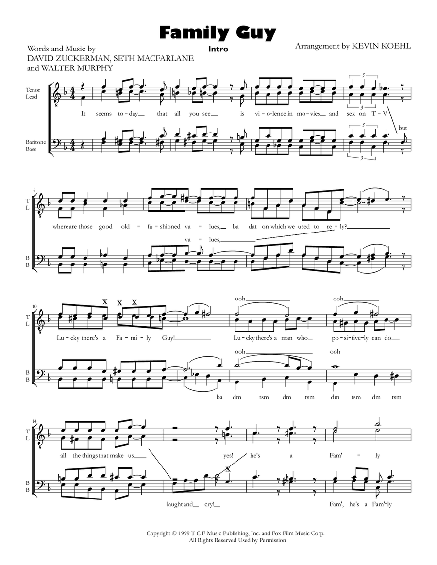 Theme From Family Guy TTBB scores gallery preview page 1
