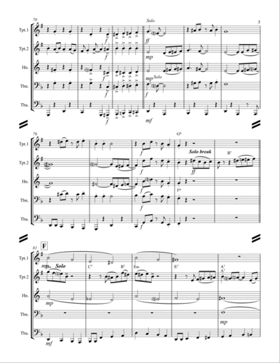 I’ve Found a New Baby (for Brass Quintet) Brass Quintet scores gallery preview page 6