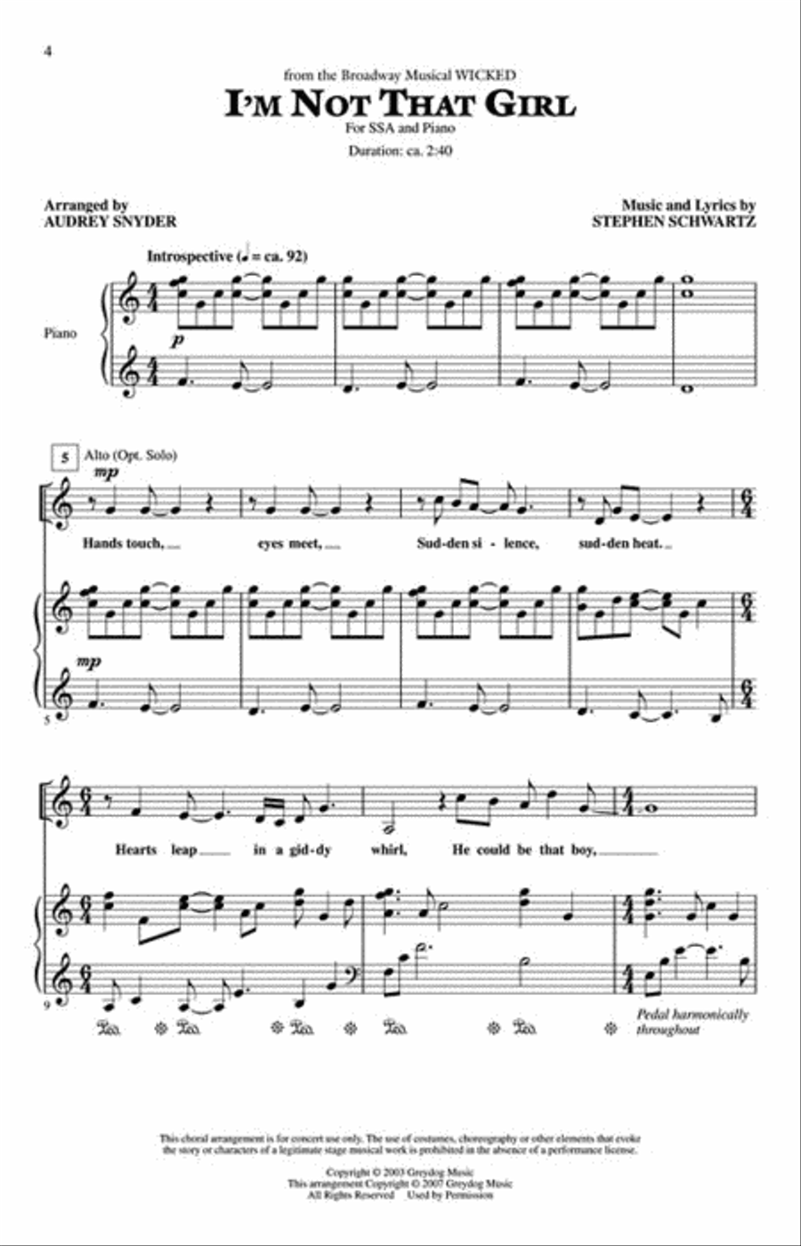 Choral Songs from Wicked SSA scores gallery preview page 2