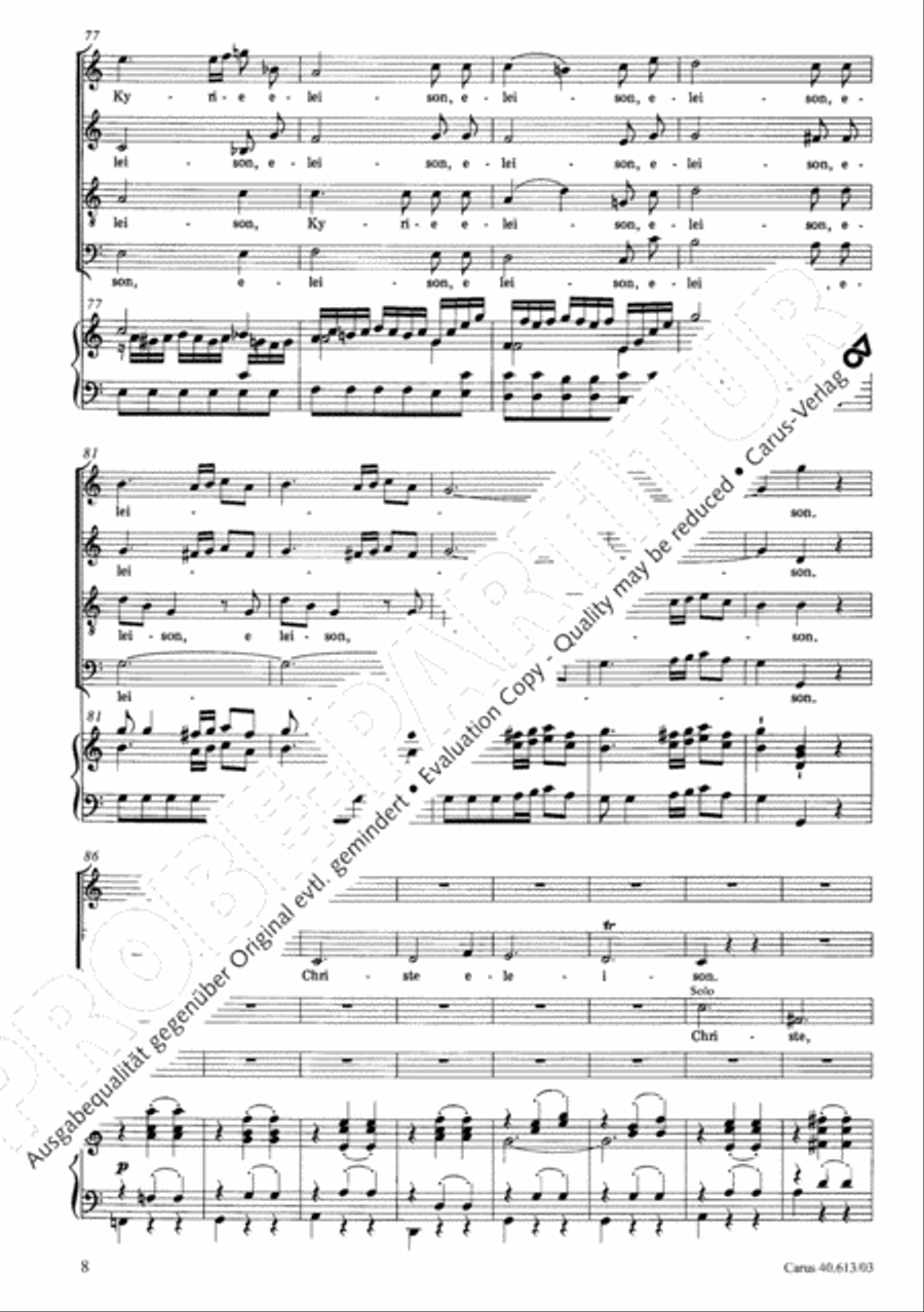 Mass in C (Missa in C) 4-Part scores gallery preview page 9